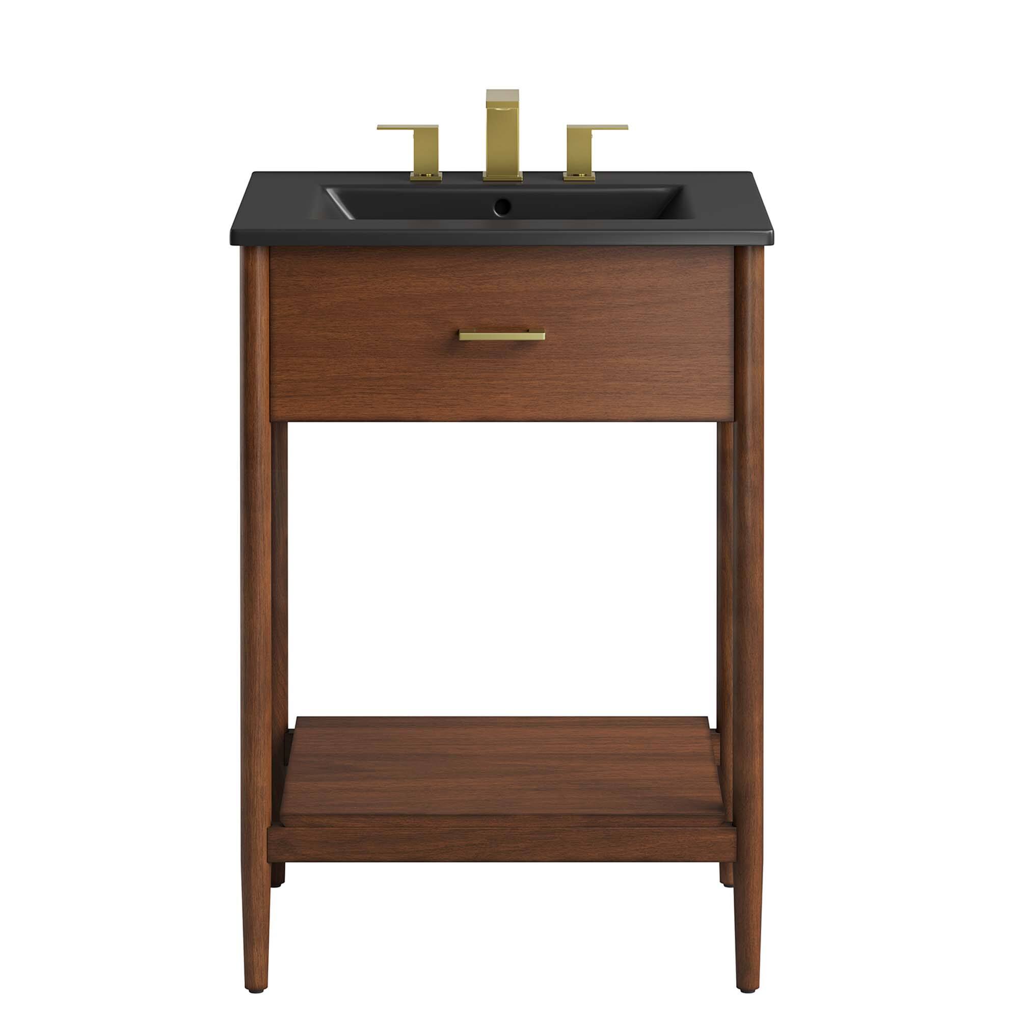Alt View 4. Modway - Zaire Bathroom Vanity Basin Included by Modway - Walnut Black.