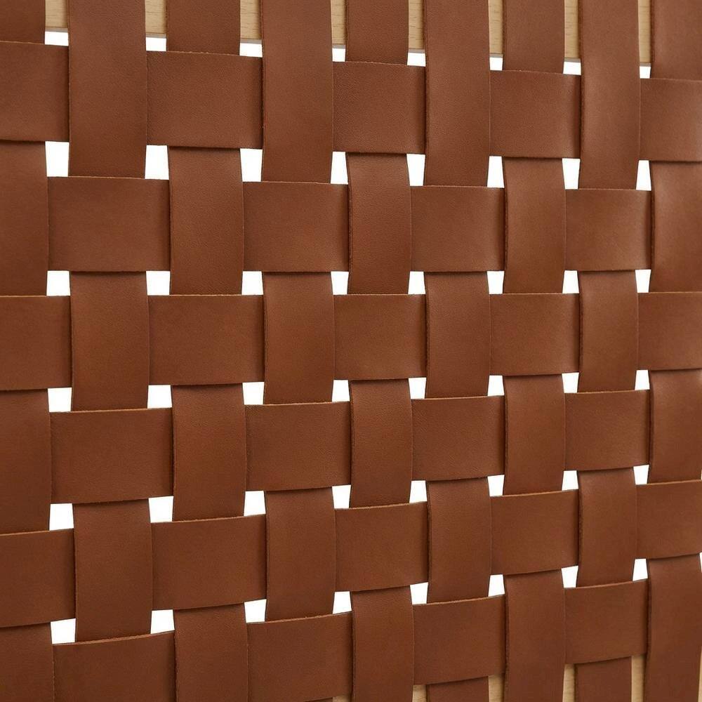 Back. FurniFact - Vegan Leather Full Headboard with Woven Texture and Durable Frame - Brown.