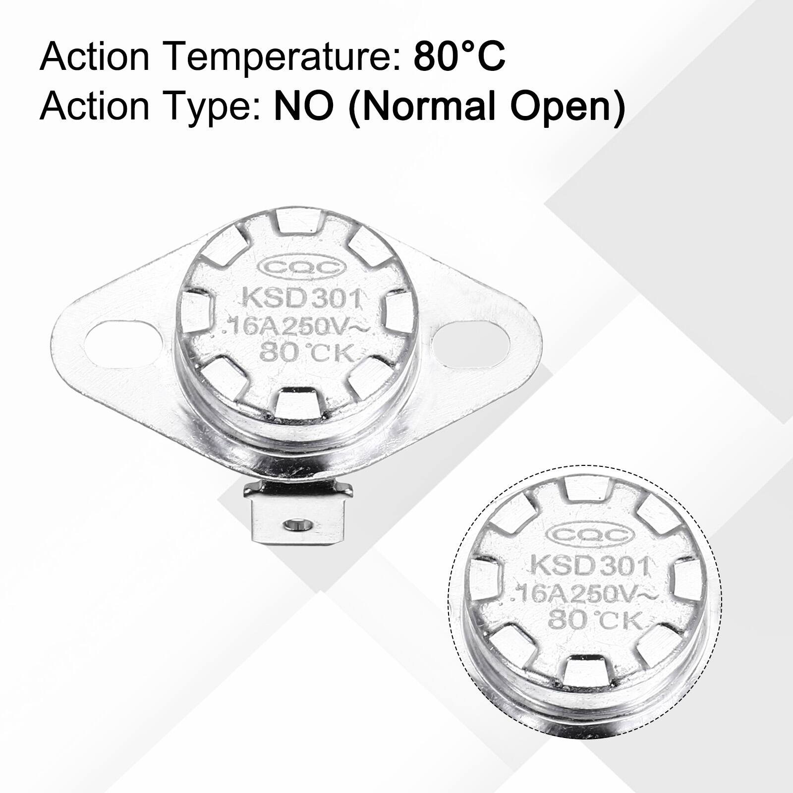 Action Temperature: 80°C  
Action Type: NO (Normal Open)  
cQC KSD301 16A250V~ 80°C  
cQC KSD301 16A250V~ 80°C