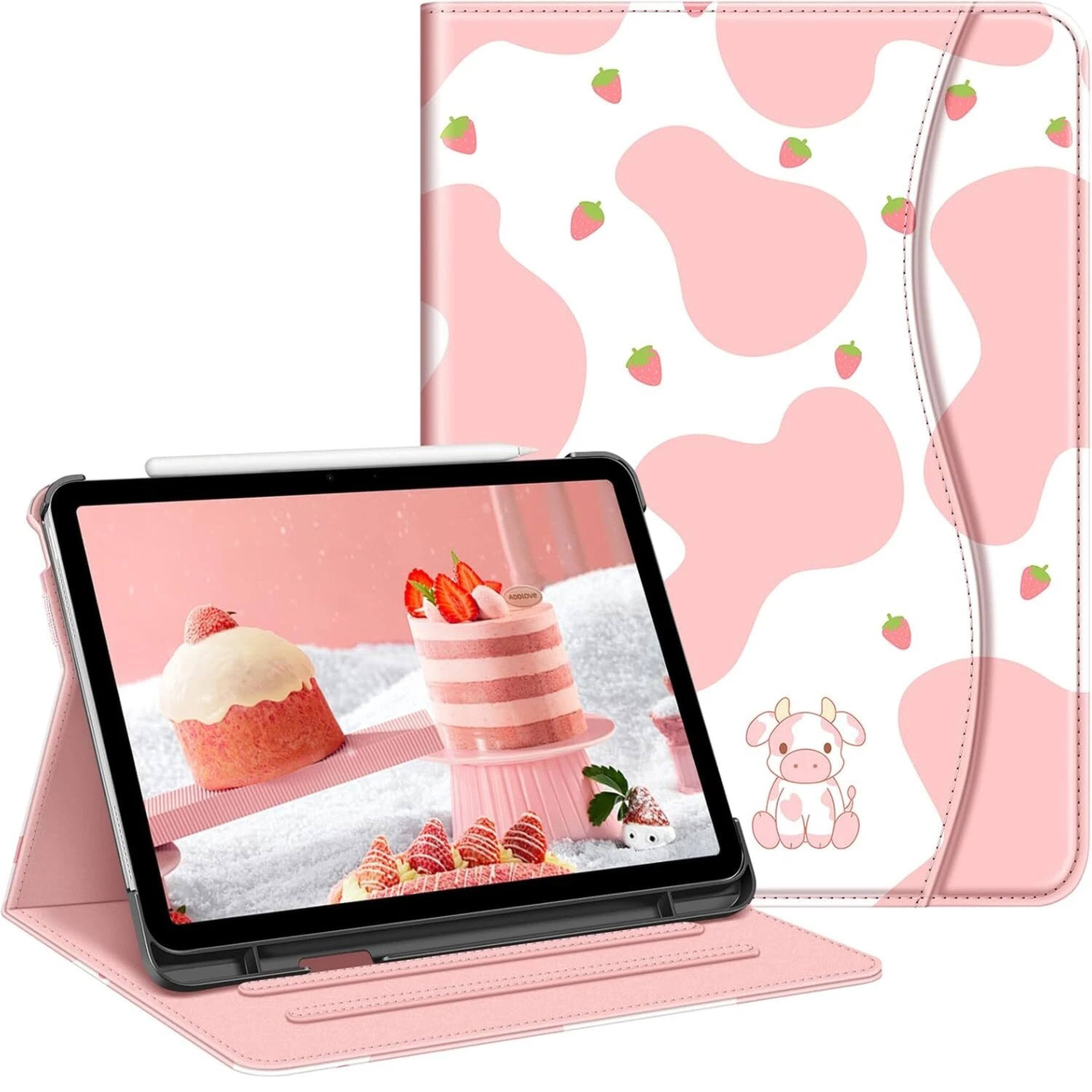 Front. Kitcheniva - iPad Air 11 Inch M3 2025 Multi Angle Viewing Case For Air 5th 4th 10.9 Inch Strawberry Cow - Strawberry Cow.