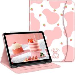 Kitcheniva - iPad Air 11 Inch M3 2025 Multi Angle Viewing Case For Air 5th 4th 10.9 Inch - Strawberry Cow