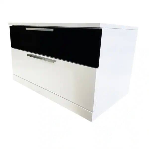 Angle. Tiramisubest - White and Black Lacquer 2-Drawer Bedside Table - White|Black.