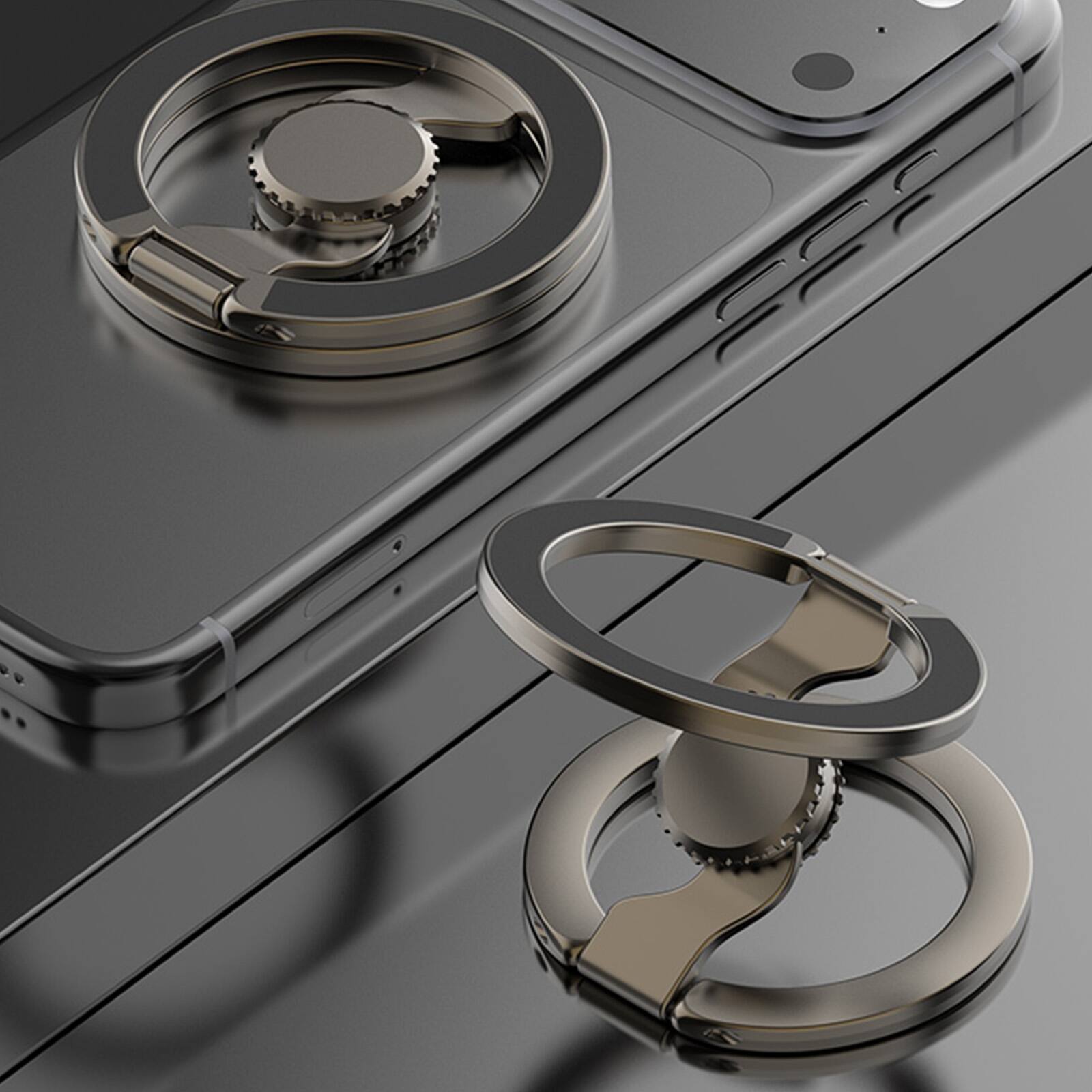 Alt View 7. UUCOVER - Magnetic Phone Ring Holder Kickstand, Rotating Dual-Axis Foldable Stand Grip Fingertip Car Mount Compatible with MagSafe - Gun.