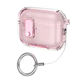 Dteck - Hard Earphone Case for AirPods Pro 3rd Gen (2025),Shockproof Earbuds Case,Slim Safety Lock Cover with Metal Ring Buckle - Pink