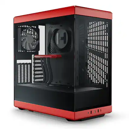 Front. HYTE - Y40 ATX Mid-Tower PC Case - Red.