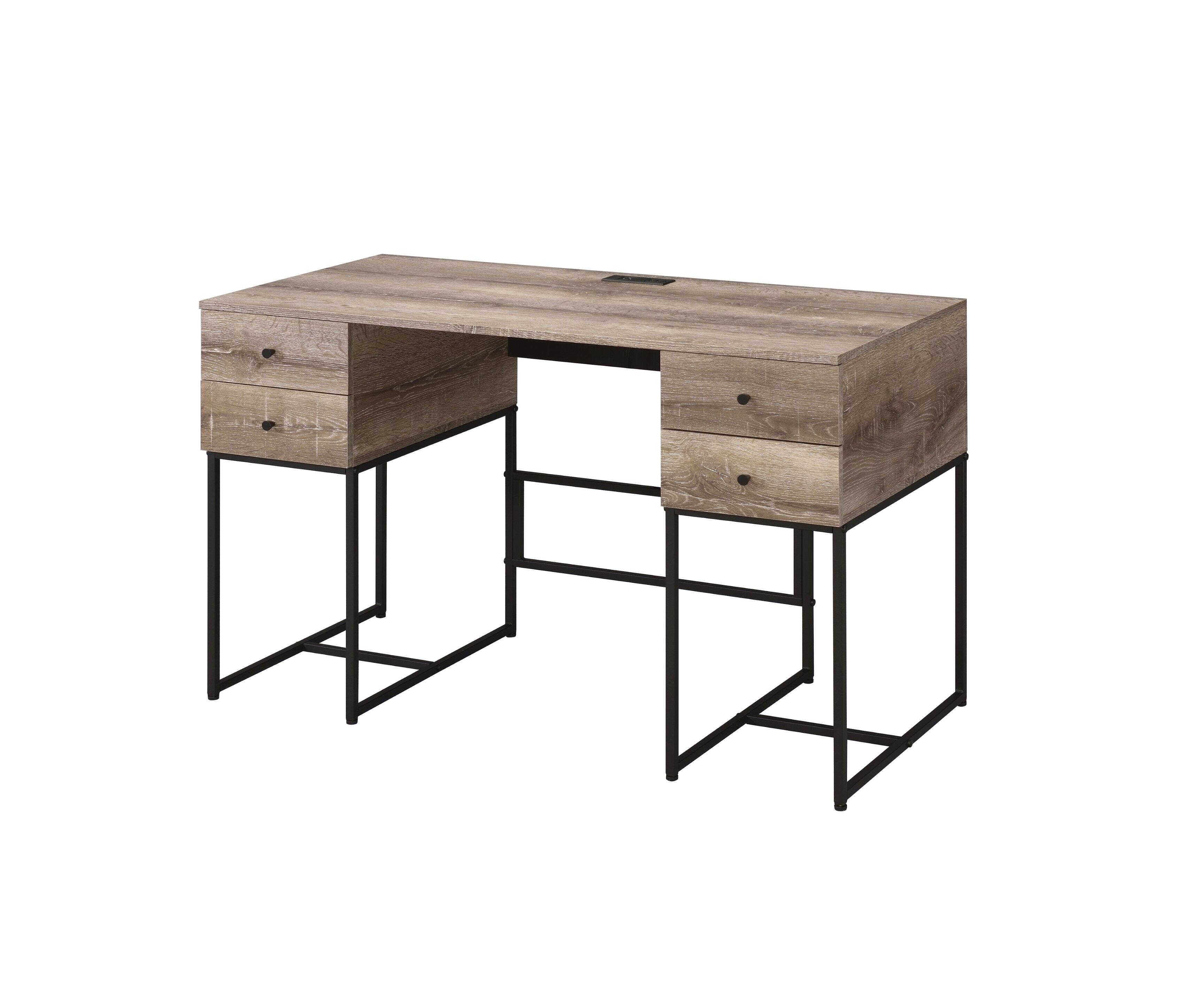 Back. APRILSOUL - Desirre Rustic Oak and Black Finish Wirting Desk with USB Port - Oak.