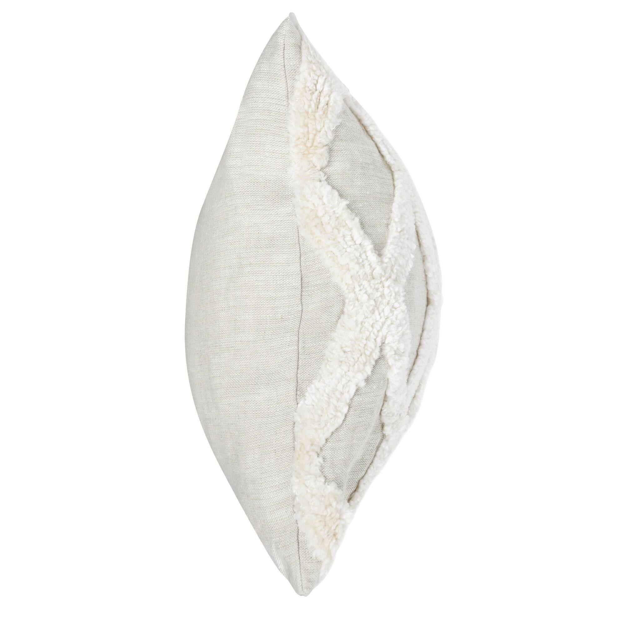 Left. Manhattan Lane - 16 x 36 Lumbar Linen Accent Throw Pillow, Tufted Diamonds - Ivory.