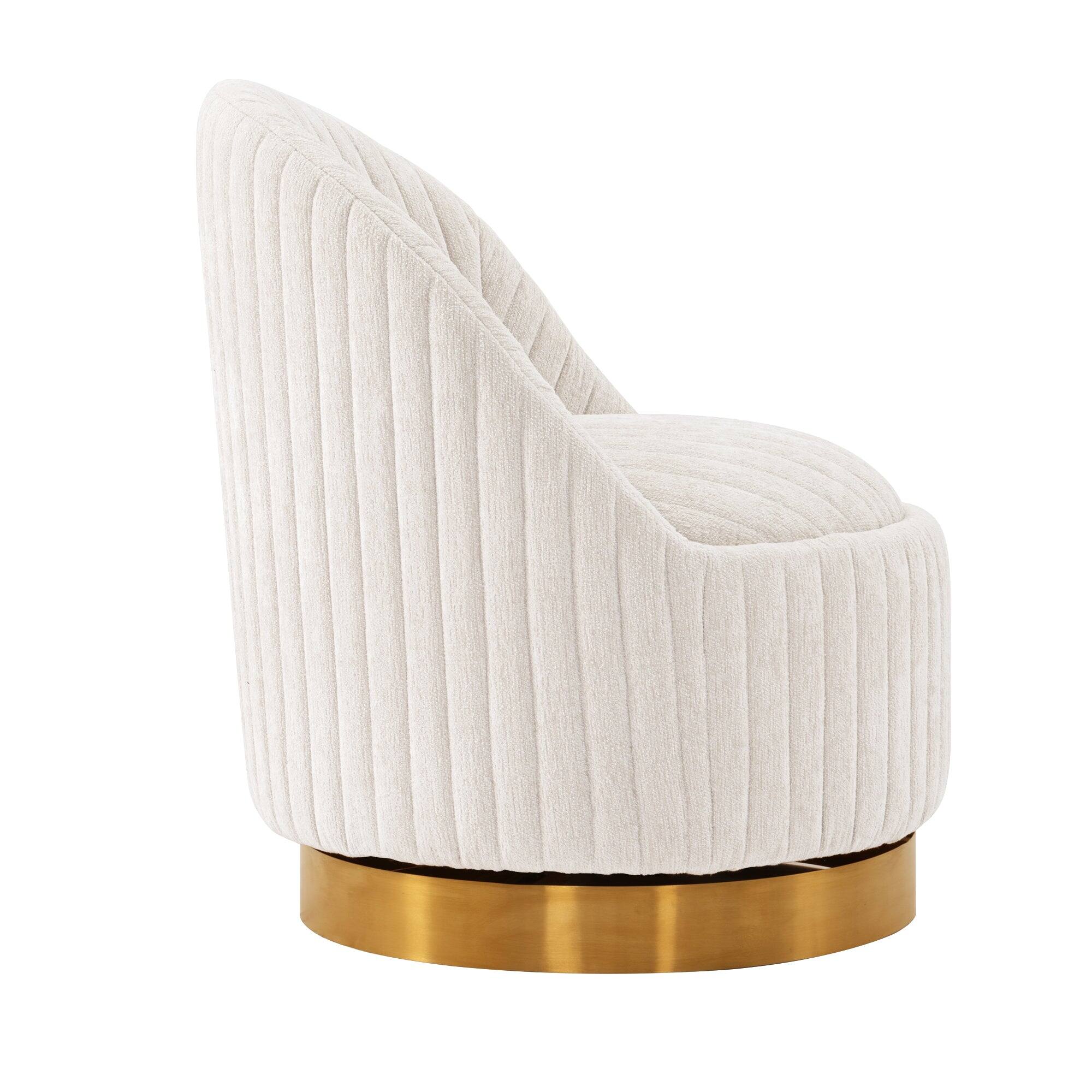 Alt View 2. Manhattan Comfort - Leela Modern Chenille Swivel Lounge Chair - Set of 2 - Cream.