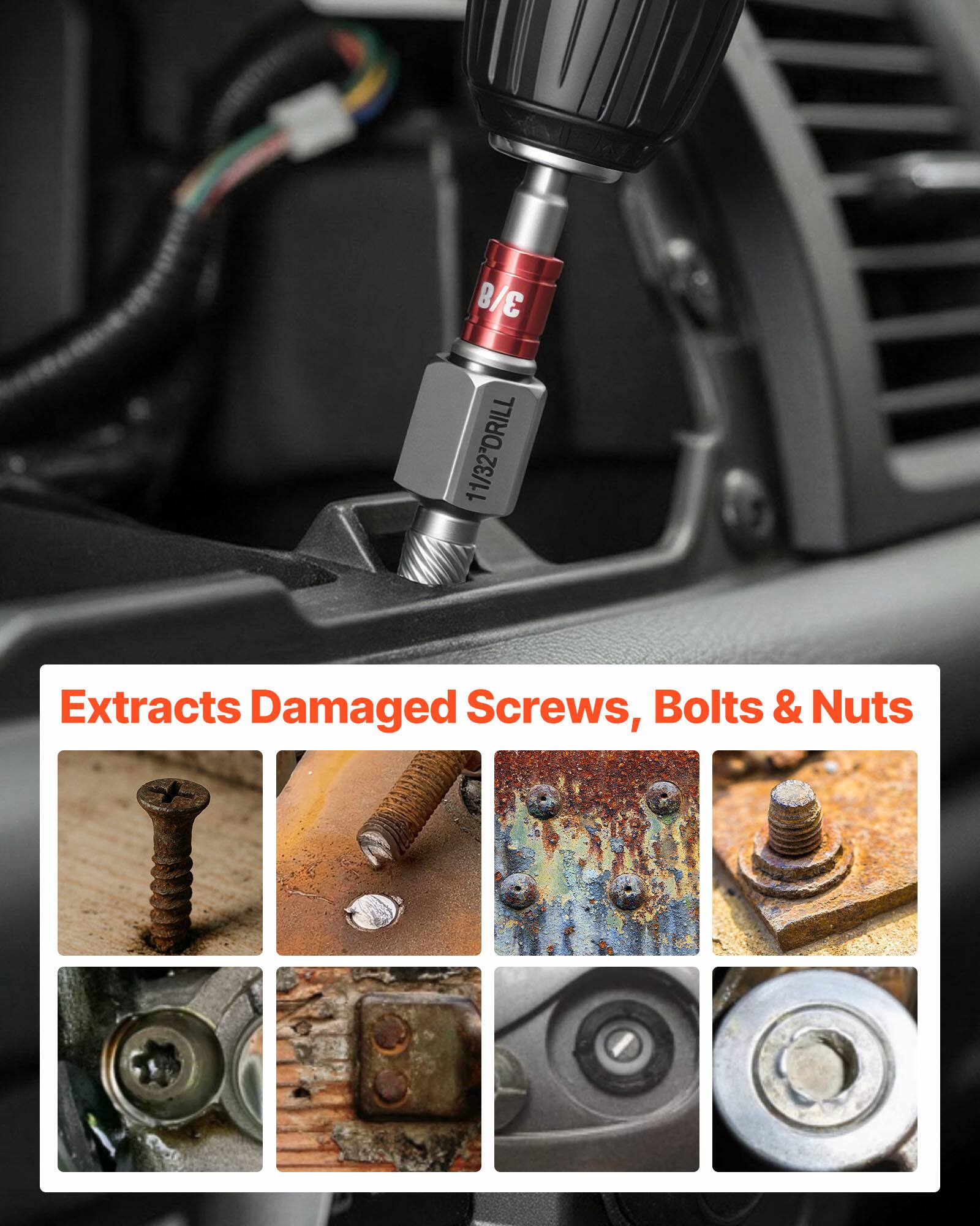 3/8 11/32 DRILL Extracts Damaged Screws, Bolts & Nuts

Extracts Damaged Screws, Bolts & Nuts