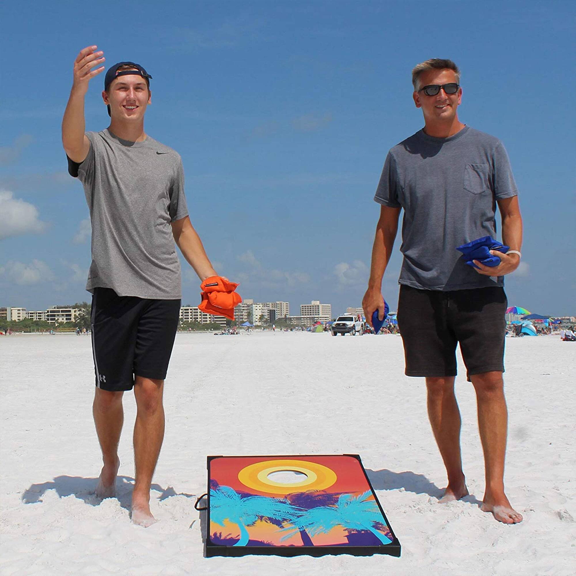 Alt View 4. Driveway Games - Driveway Games Tailgate Bean Bag Toss Board Cornhole Set w/Carry Bag, Tropical.