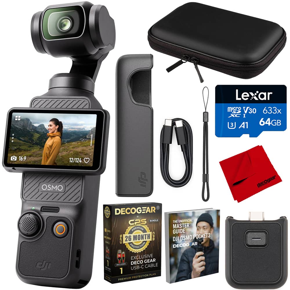DJI - Osmo Pocket 3 4K 120fps 3-Axis Gimbal Stabilizer + 26 Month Warranty Protection Bundle