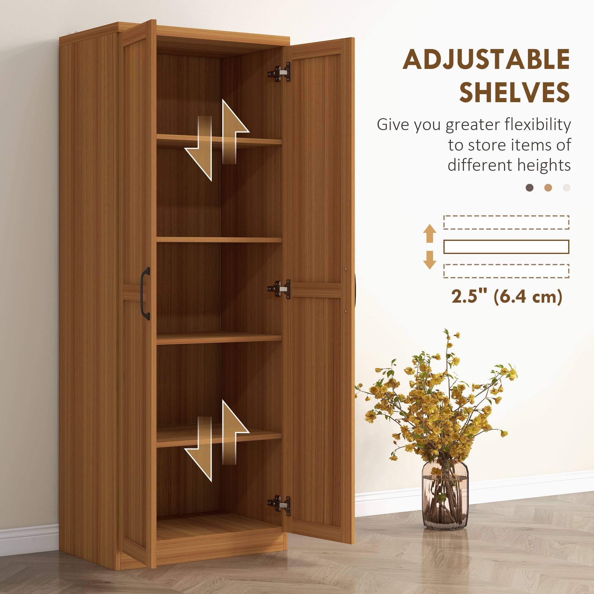 ADJUSTABLE SHELVES  
Give you greater flexibility to store items of different heights  

2.5" (6.4 cm)