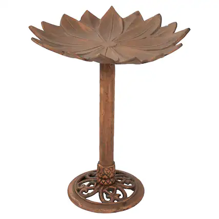Front. Sunnydaze - Garden Lotus Metal Bird Bath Patina - 16.5 in - Copper Patina.