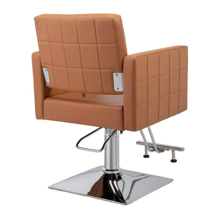 Angle. Winado - Heavy Duty Hydraulic Barber Chair Hair Salon 360° Swivel Chair with Stainless Steel Footrest for Beauty Spa Hair Styling - Brown.