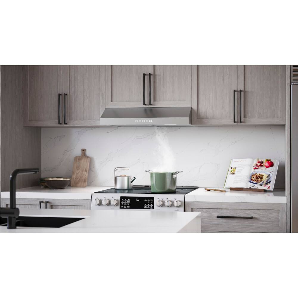 Alt View 11. Broan - Broan-NuTone 30-Inch Under Cabinet Range Hood, ENERGY STAR, 350 Max Blower CFM - Stainless Steel.