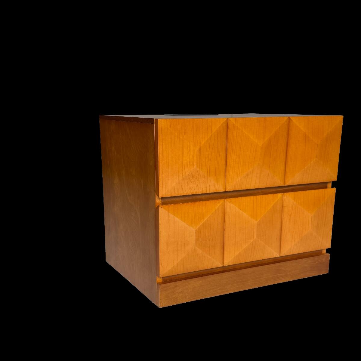 Alt View 2. Loheer - Loheer Charging Station Nightstand, Natural Wood, Two Drawer Bedside Table - Natural Wood.