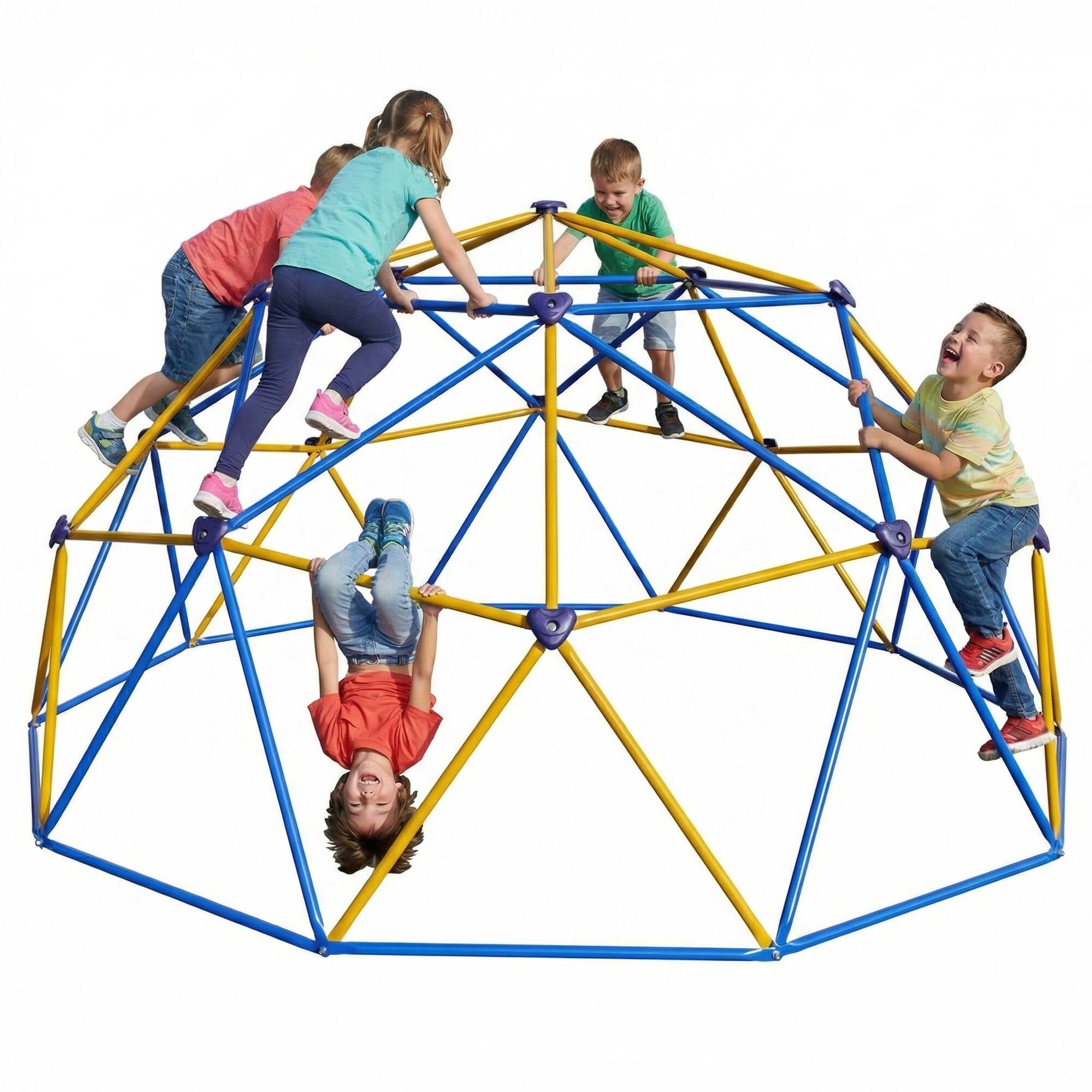 Front. Brick Attic - 10FT Climbing Dome  for Kids 3+, 880LBS Anti Rust Steel Frame, 16 Non Slip Grips, Indoor Outdoor Backyard Jungle Gym.