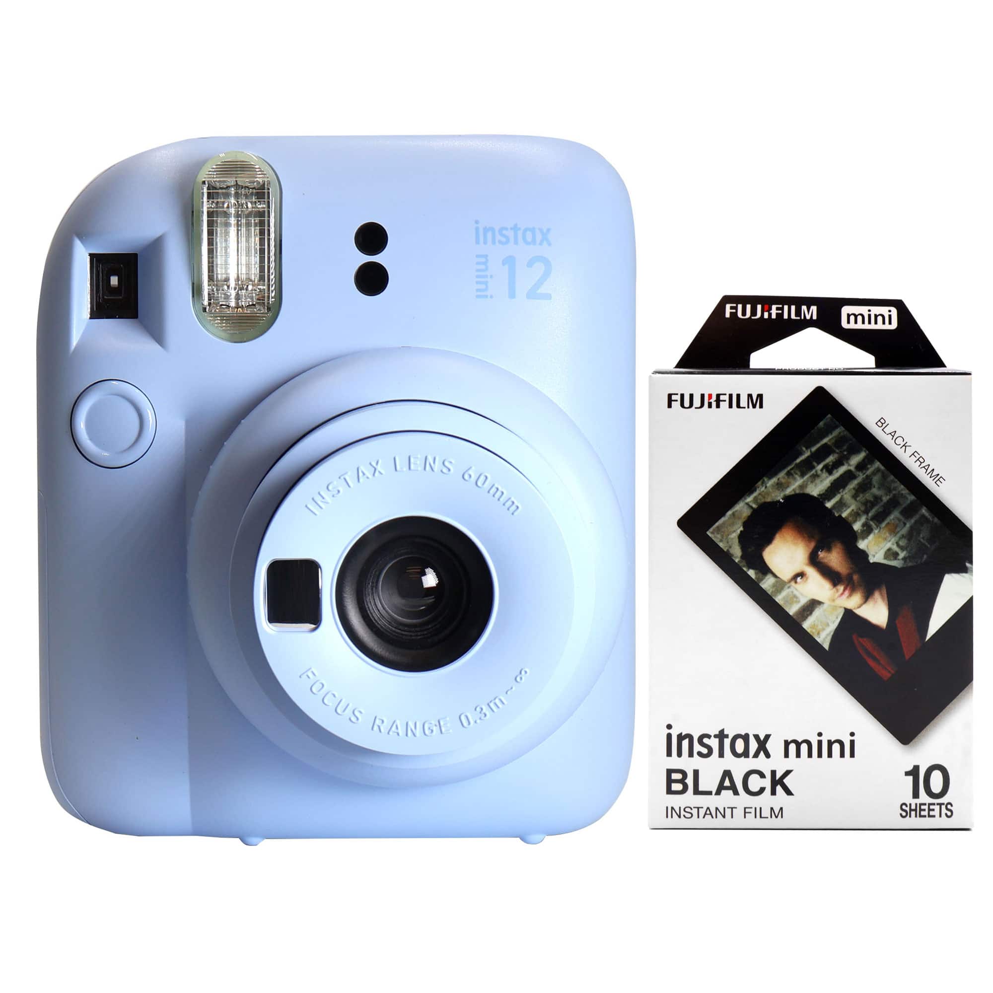 Fujifilm - INSTAX MINI 12 Instant Film Camera + Instant Film (Black) - Pastel Blue