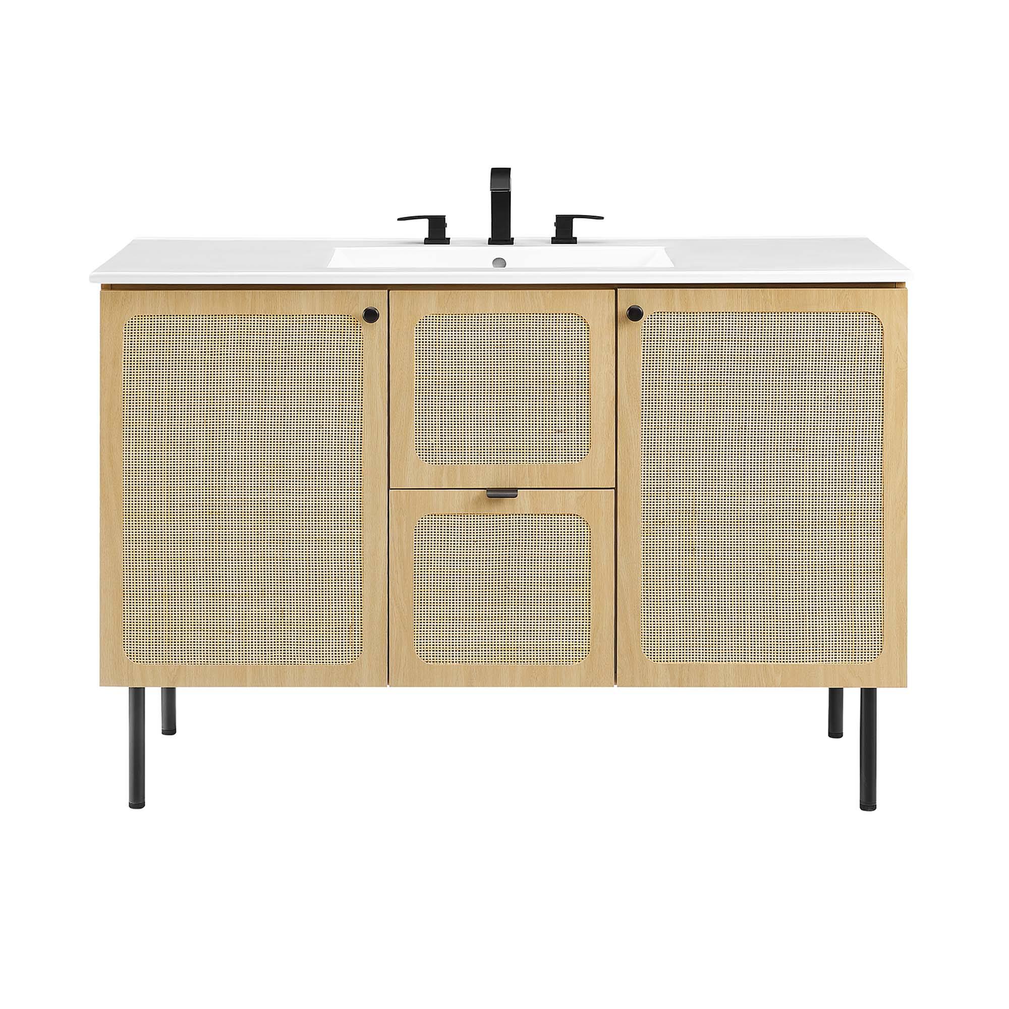 Alt View 8. Modway - Chaucer 48" Bathroom Vanity with White Basin Included by Modway - Oak White.