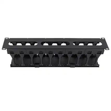 Front. RackSolutions - RackSolutions 2U Horizontal High Density Cable Duct with Cover - Black.