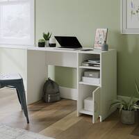 Sauder - Beginnings Computer Desk w/ Shelf - Soft White - Front_Zoom