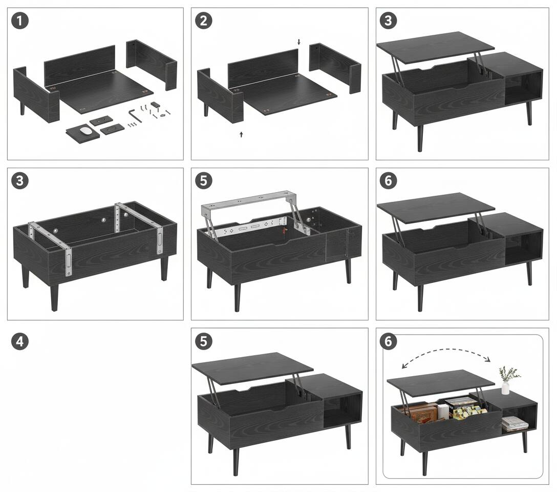 Alt View 2. AOITUN - Lift Top Coffee Table with Storage , Versatile Furniture for Daily Use, Ideal for Living Room or Office - black.