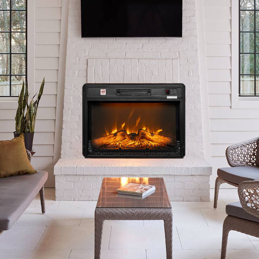 GLACER 28.5” Electric Fireplace Insert – Recessed Or Freestanding Heater With Adjustable Flame Colors, Remote, Timer (750W/1500W, Black)