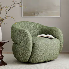 Selby Textured Woven Fabric Swivel Accent Chair by Modway - Olive