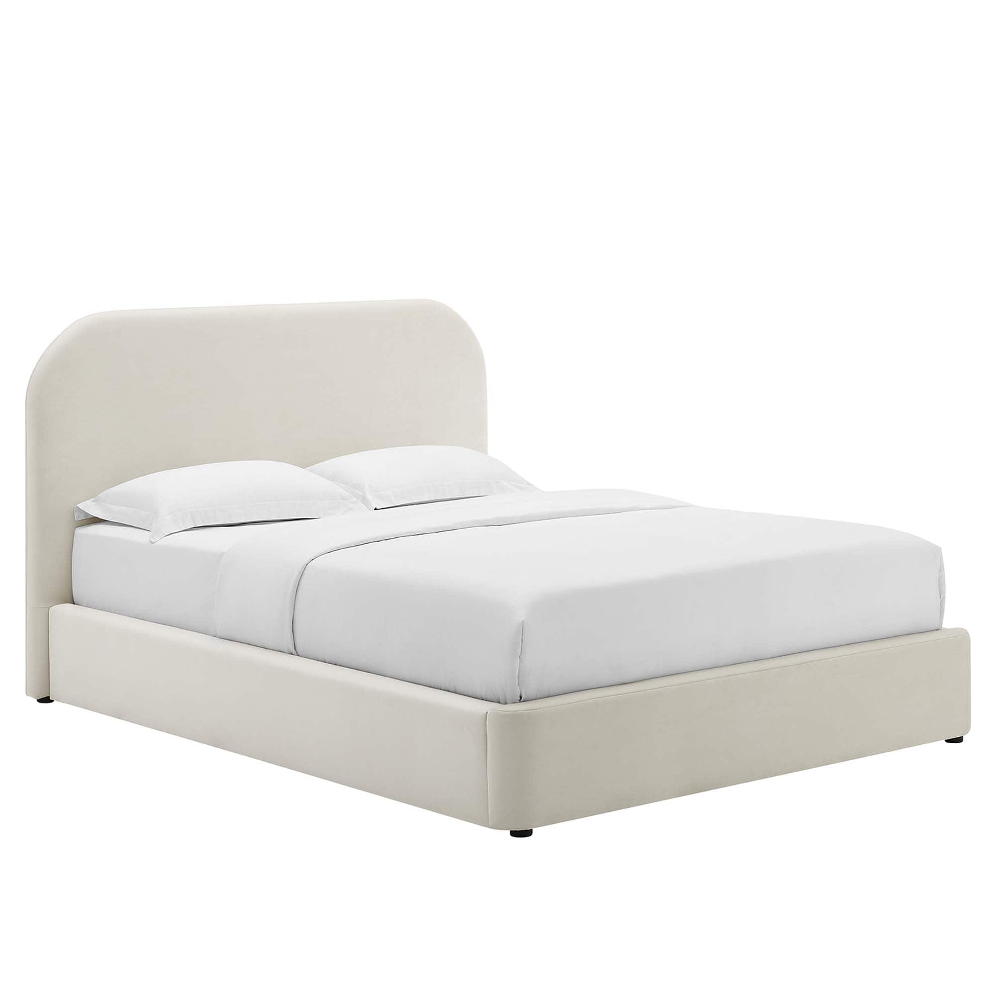 Modway - Keynote Performance Velvet Curved Full Platform Bed - White