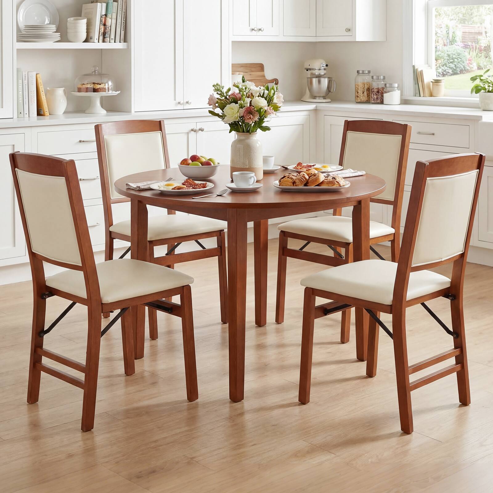 Alt View 4. Costway - Costway 2 Pack Folding Dining Chairs Foldable Chairs with PVC Padded Seat & High Backrest - Walnut.