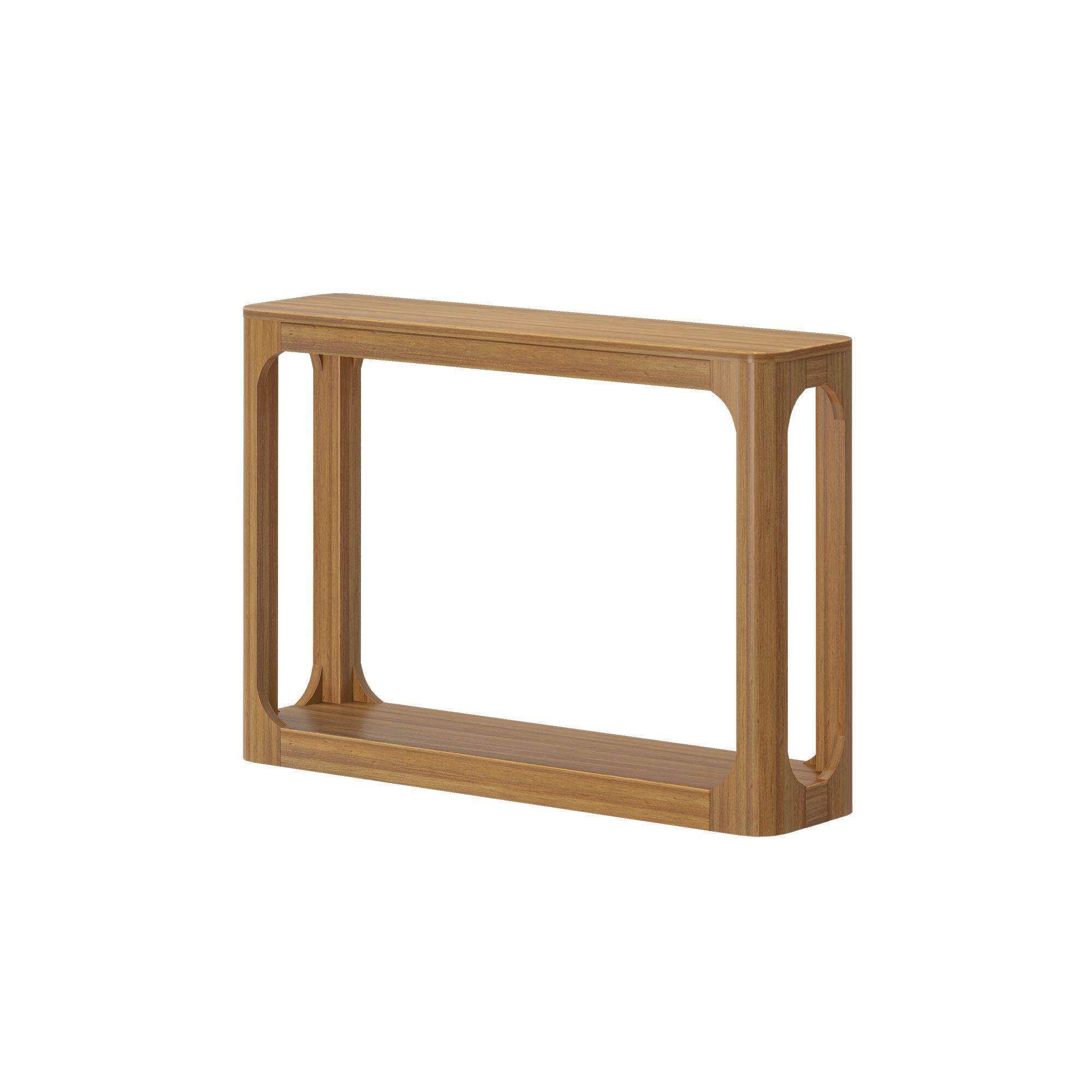 Alt View 2. Plank+Beam - Forma Console Table with Bottom Shelf (46in / 170mm), Pecan - Pecan.