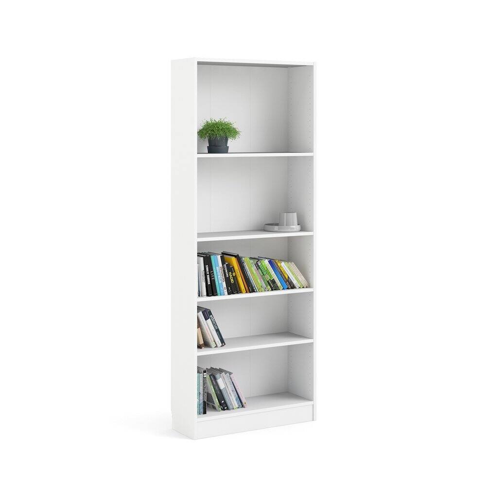 Back. Tvilum - Basic Tall Wide 5 Shelf Bookcase - White.