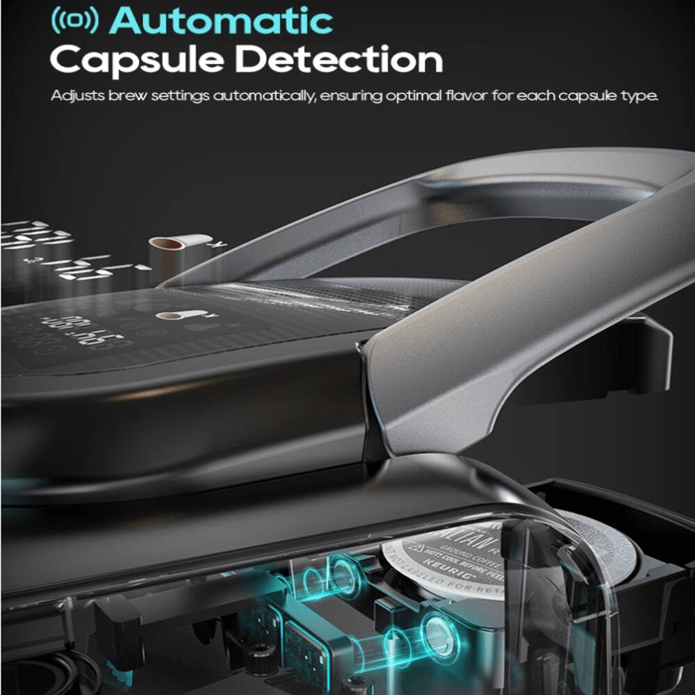 ((0)) Automatic Capsule Detection  
Adjusts brew settings automatically, ensuring optimal flavor for each capsule type