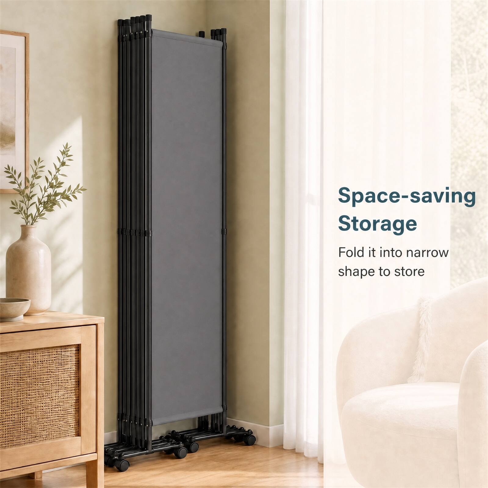 Space-saving Storage  
Fold it into narrow shape to store