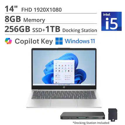 14" FHD 1920x1080
Intel i5
8GB Memory
256GB SSD + 1TB
Docking Station
Copilot Key
Windows 11
*Docking Station Included
