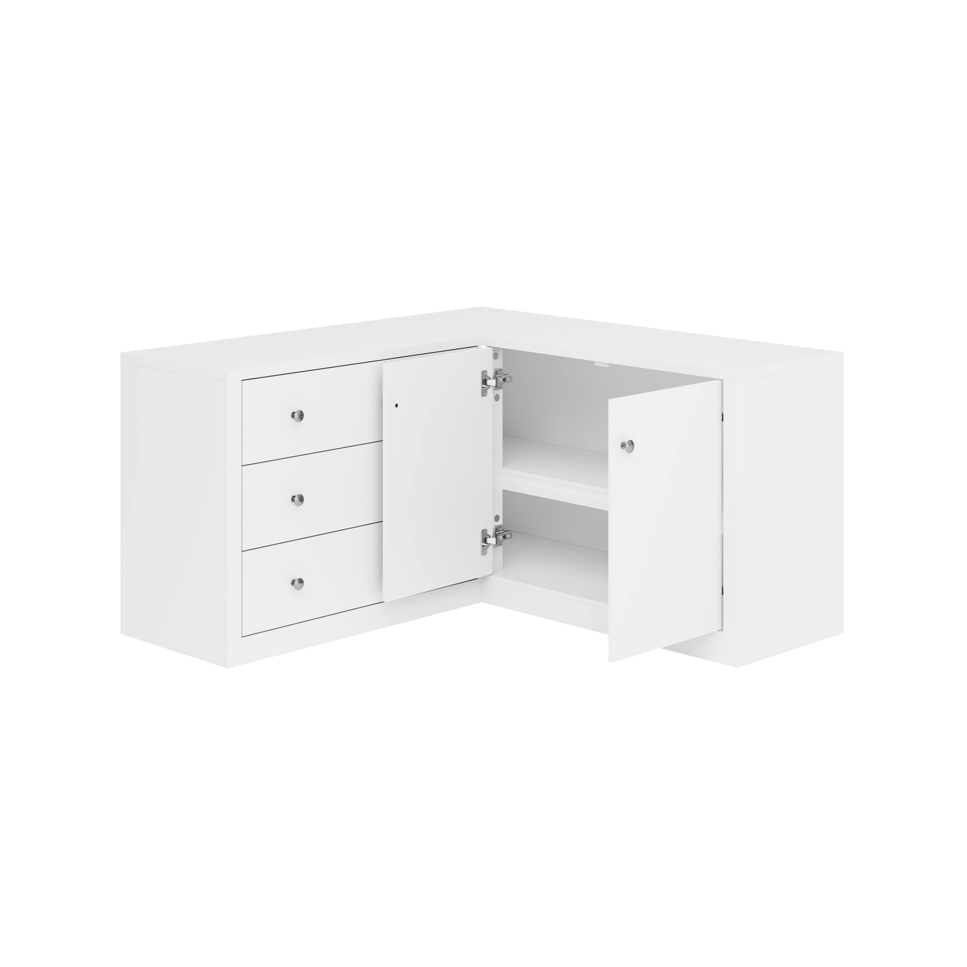 Alt View 1. Famapy - L-Shaped Corner Dresser with 3 Drawers & 2-Door Cabinet, Space-Saving Storage Organizer for Bedroom - White.