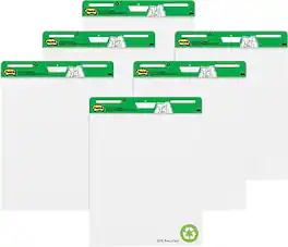 Post-it - Recycled Super Sticky Easel Pad, 25" x 30", 30 Sheets/Pad, 6 Pads/Pack - White