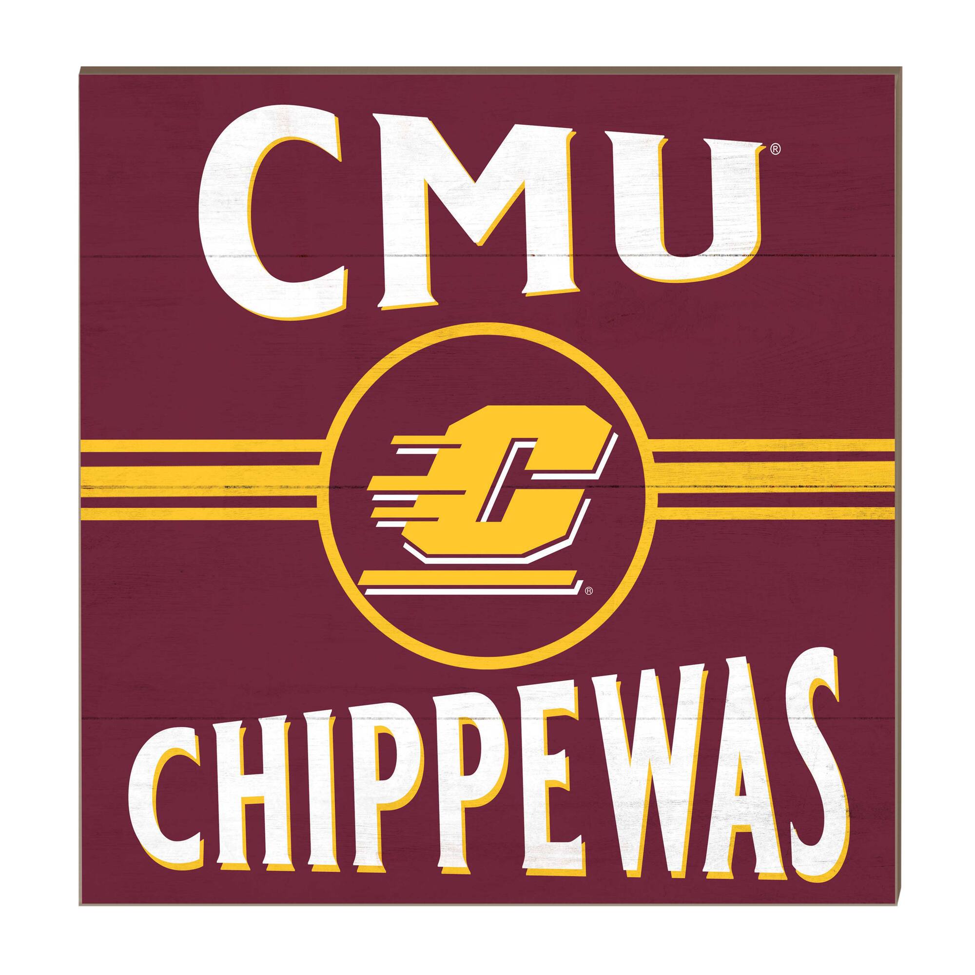 Cent. Michigan Chippewas 10'' x 10'' Retro Team Sign