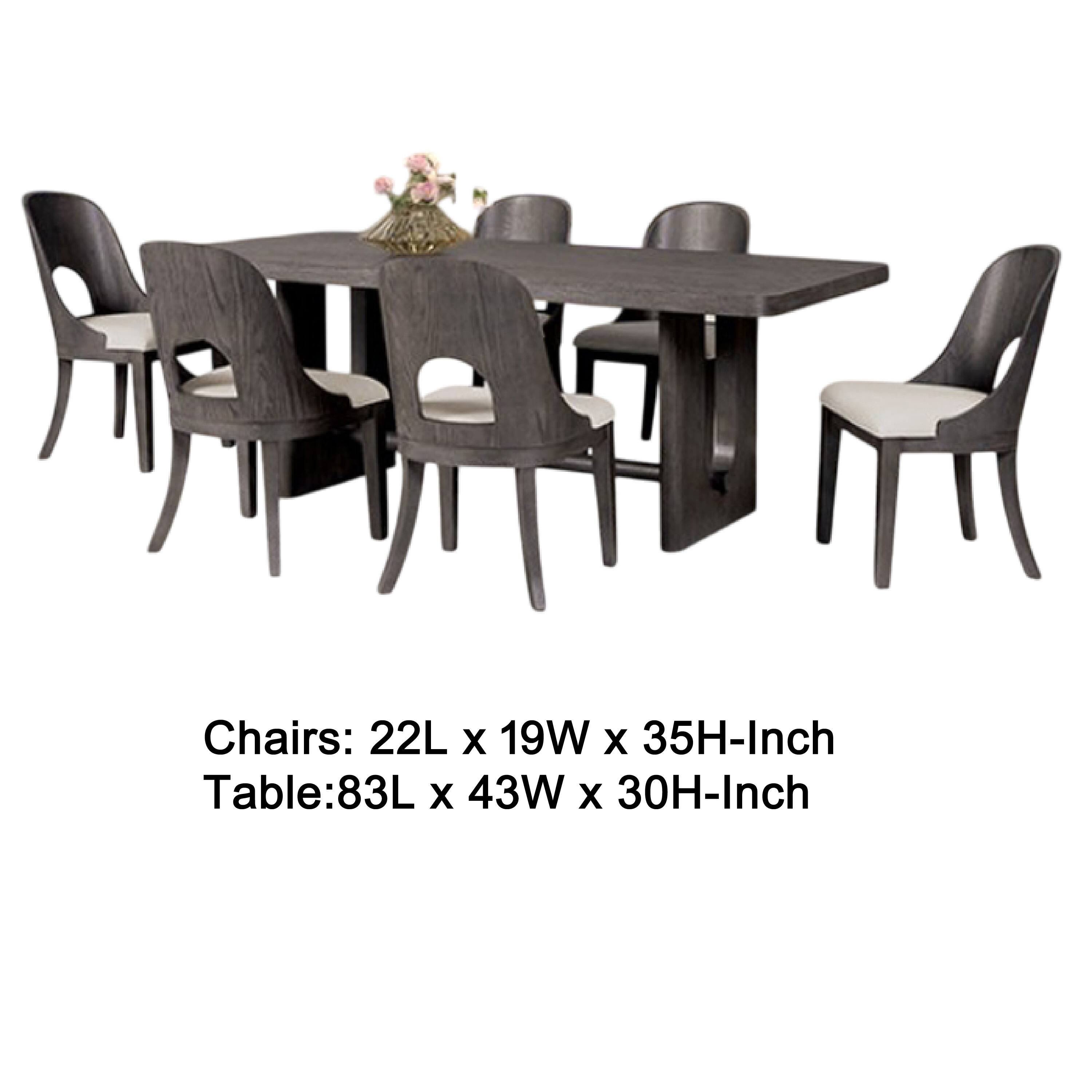 Chairs: 22L x 19W x 35H-Inch  
Table: 83L x 43W x 30H-Inch