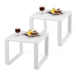 Gymax - Outdoor Side Table Set of 2 18'' Weather Resistant Adirondack Table Patio - White