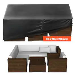 VEVOR - Patio Furniture Cover, 420D Heavy Duty Waterproof Outdoor Dining Table and Chairs Cover - Black