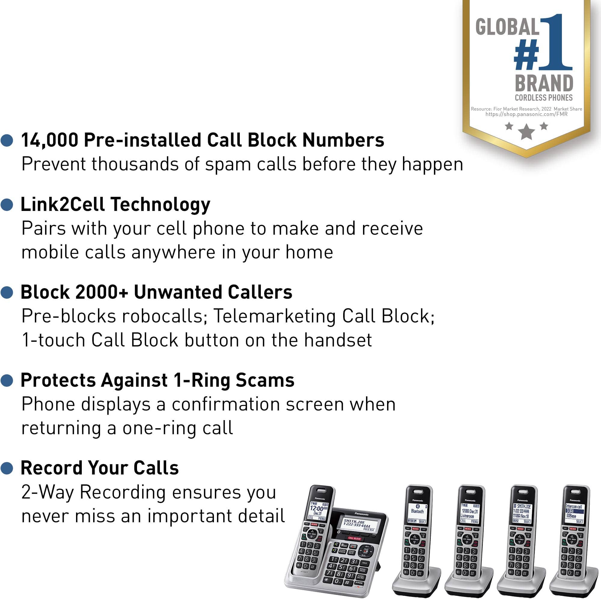 Panasonic – KX-TGF975S Link2Cell DECT 6.0 Expandable Cordless Phone System with Digital Answering System and Smart Call Blocker – Silver Sansujyuku sansujyuku.com