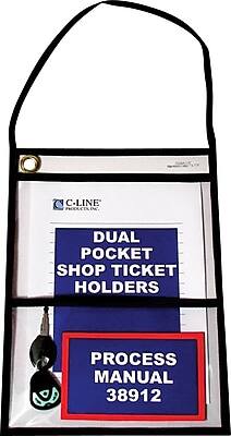 C-line - Job Ticket Holder, 9" x 12", 15/Pack - Clear with Black Edges