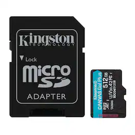 Kingston - Canvas Go Plus 512GB U3 V30 A2 microSD Card with SD Adapter