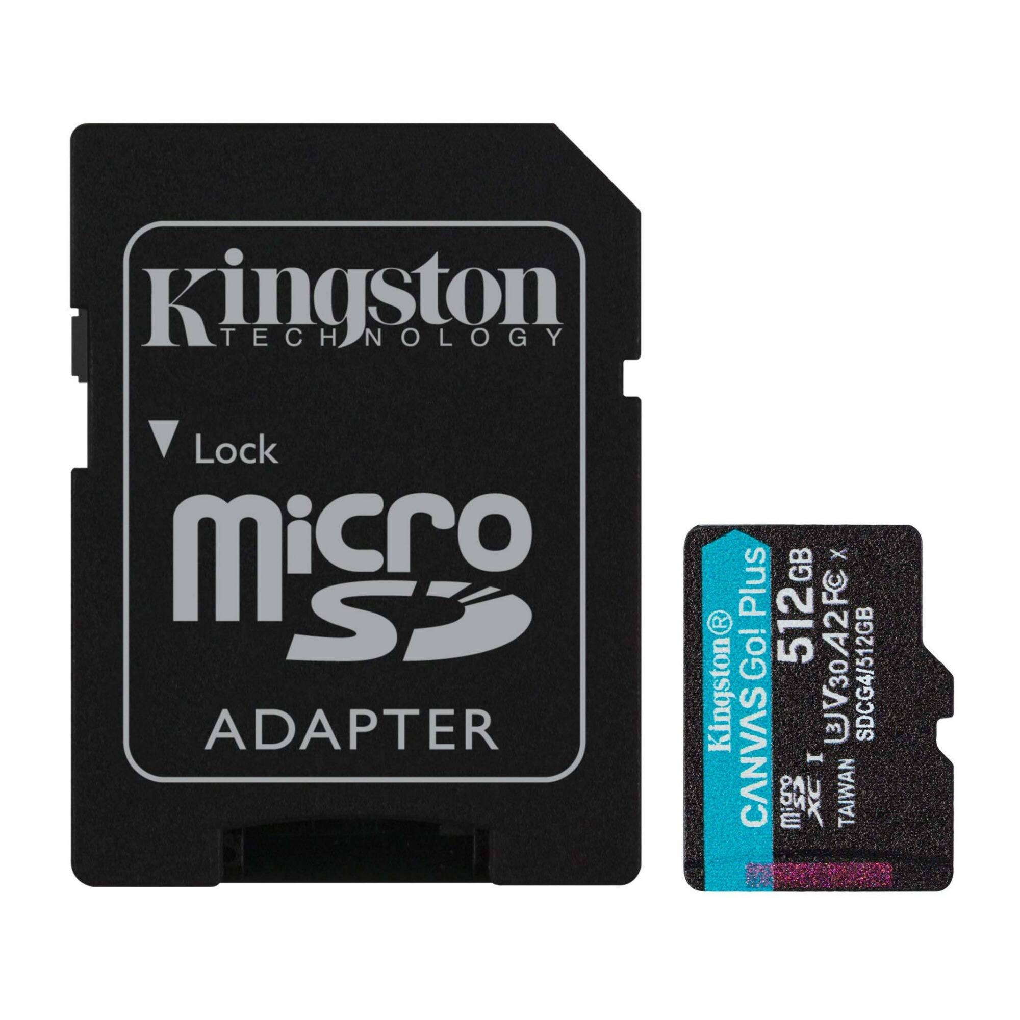 Kingston Technology  
Lock  
Micro SD Adapter  

Kingston CANVAS Go! Plus  
512GB  
SDCG4/512GB  
V30A2FC  
Taiwan