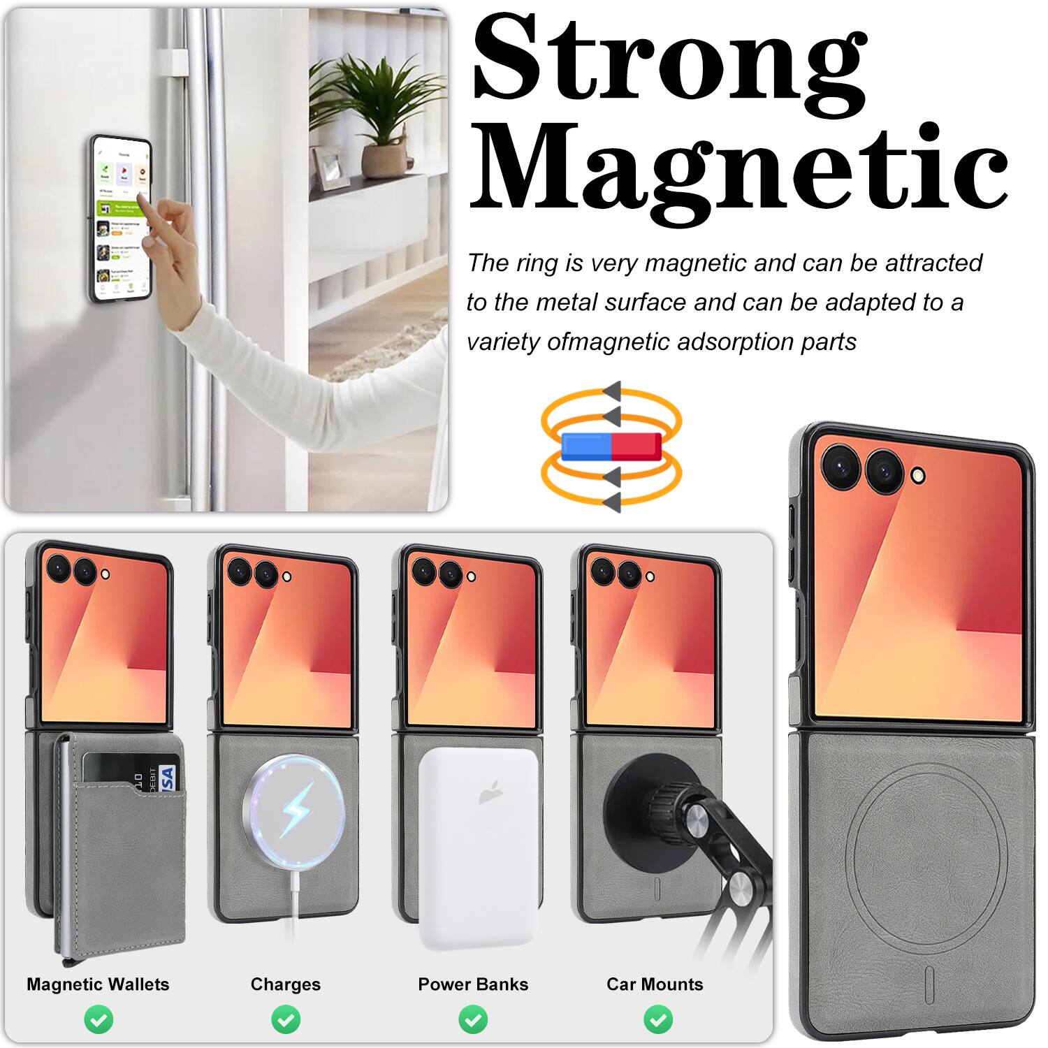 Strong Magnetic

The ring is very magnetic and can be attracted to the metal surface and can be adapted to a variety of magnetic adsorption parts

0 SA Magnetic Wallets Charges Power Banks Car Mounts