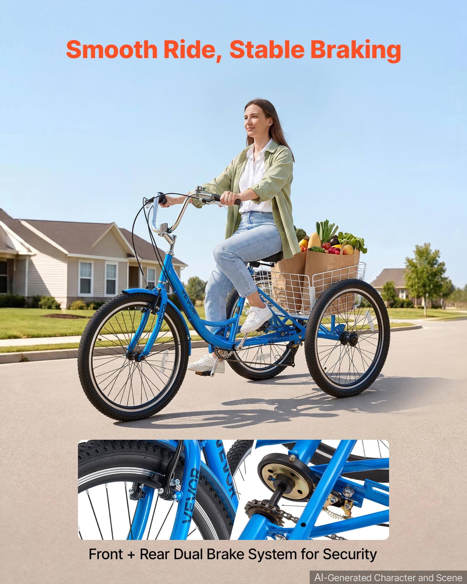 Smooth Ride, Stable Braking

Front + Rear Dual Brake System for Security

AI-Generated Character and Scene