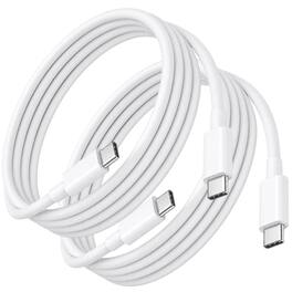 Qixxronics - USB-C to USB-C Cable 2-Pack, 6FT/2M Charging & Data Transfer - White