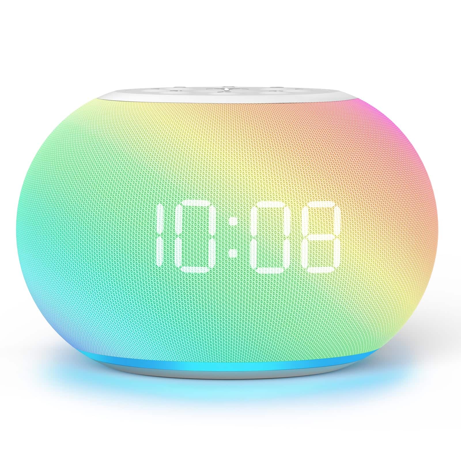 Cedar Assembly - Auto-dimmable Alarm Clock Noise Machine With Night Light 20 Sounds Sleep Timer Fabric Led Display Precise - Rainbow