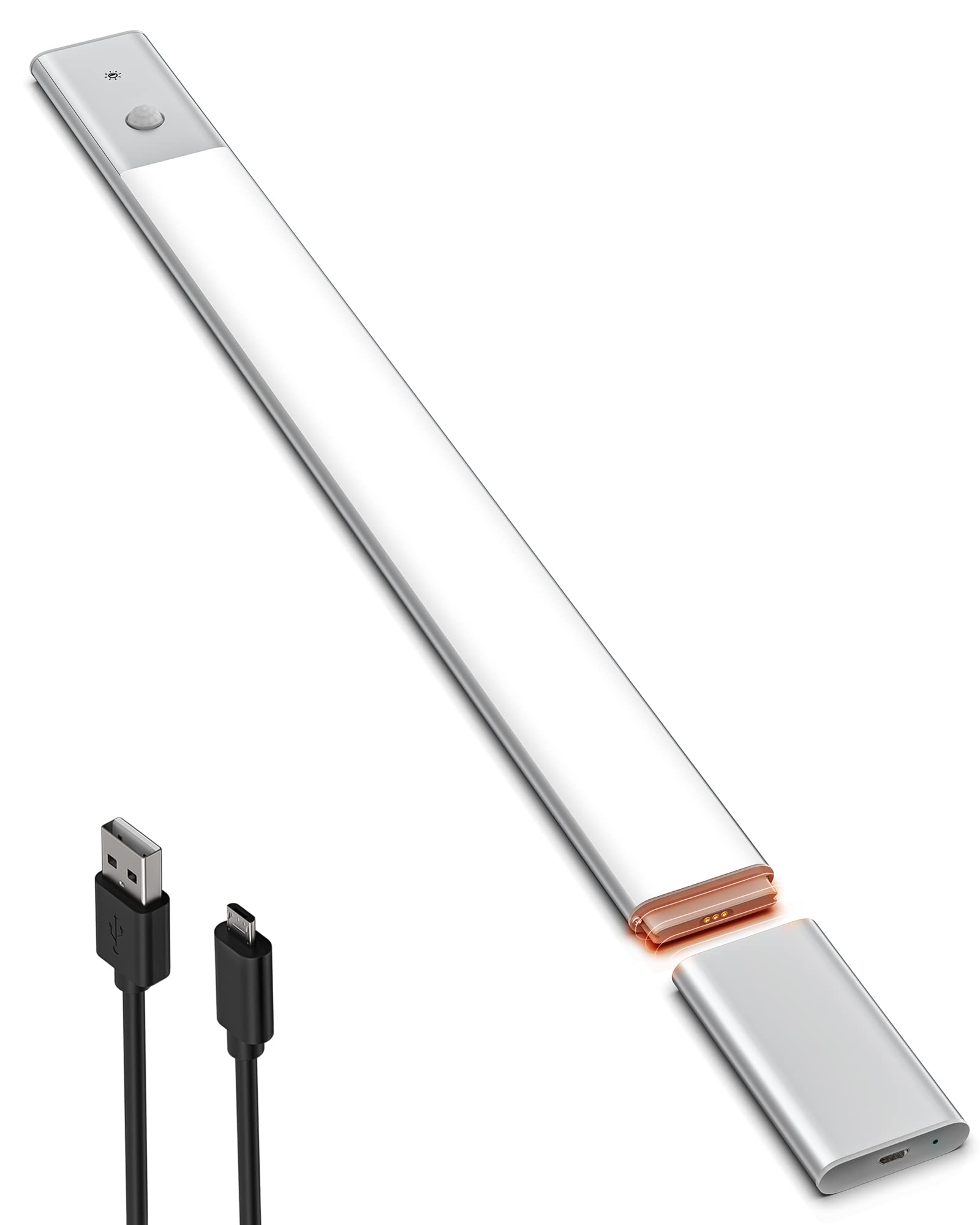 Front. EZVALO - Under Cabinet Lighting Wireless Motion Sensor-3 Color Temps-1 Pack-50 cm-Silver - White.